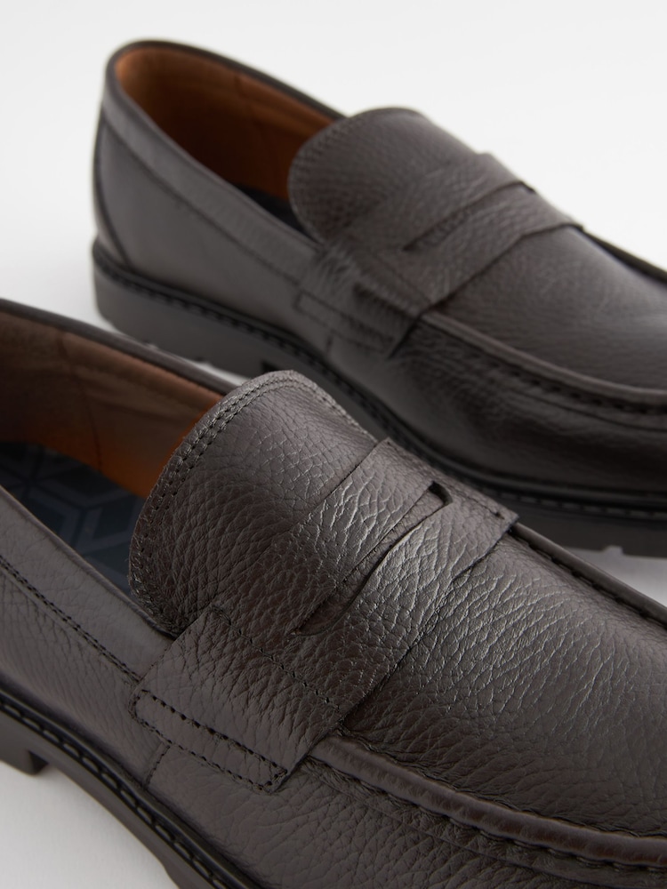 Brown Tumbled Leather Saddle Loafers - Image 7 of 7 Brown Tumbled Leather Saddle Loafers - Image 7 of 7