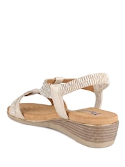 Pavers Gold Wide Fit Embellished Stretch Sandals - Image 3 of 5