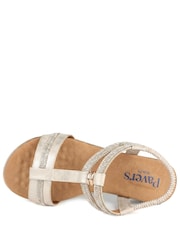 Pavers Gold Wide Fit Embellished Stretch Sandals - Image 4 of 5