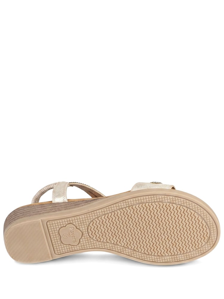 Pavers Gold Wide Fit Embellished Stretch Sandals - Image 5 of 5 Pavers Gold Wide Fit Embellished Stretch Sandals - Image 5 of 5