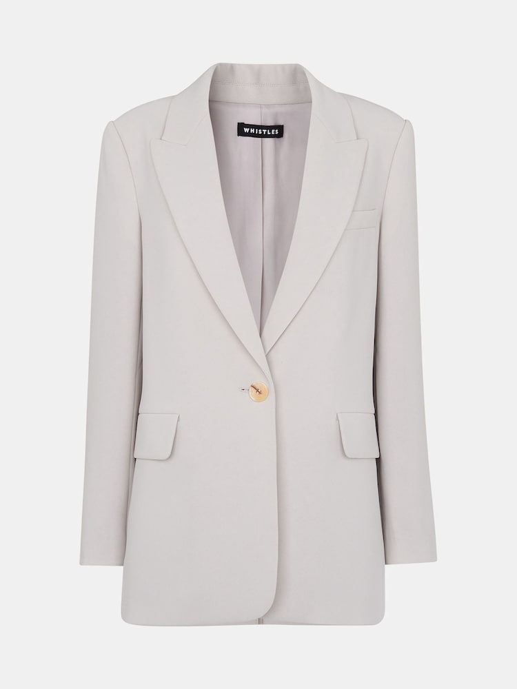Whistles Grey Boyfriend Petite Crepe Blazer - Image 5 of 5