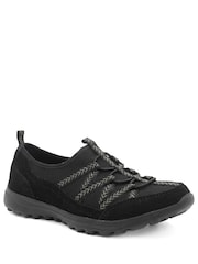 Pavers Black Leather Memory Foam Slip On Trainers - Image 3 of 6