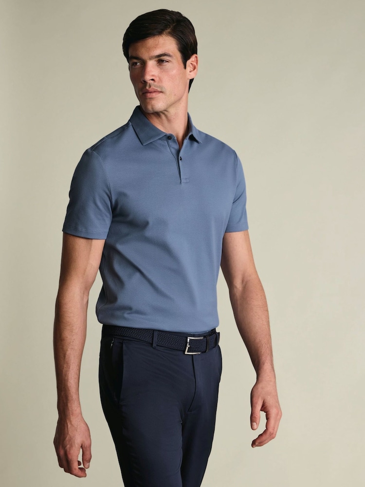 Charles Tyrwhitt Blue Popcorn Textured Polo Shirt - Image 1 of 6