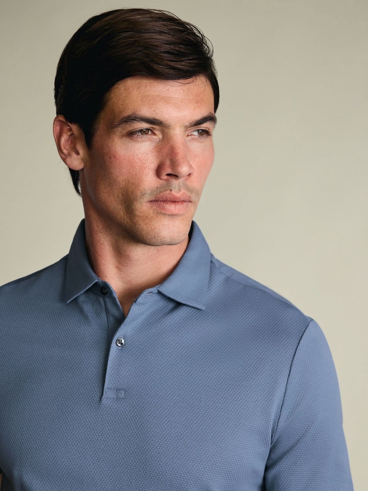 Charles Tyrwhitt Blue Popcorn Textured Polo Shirt - Image 2 of 6