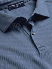 Charles Tyrwhitt Blue Popcorn Textured Polo Shirt - Image 5 of 6