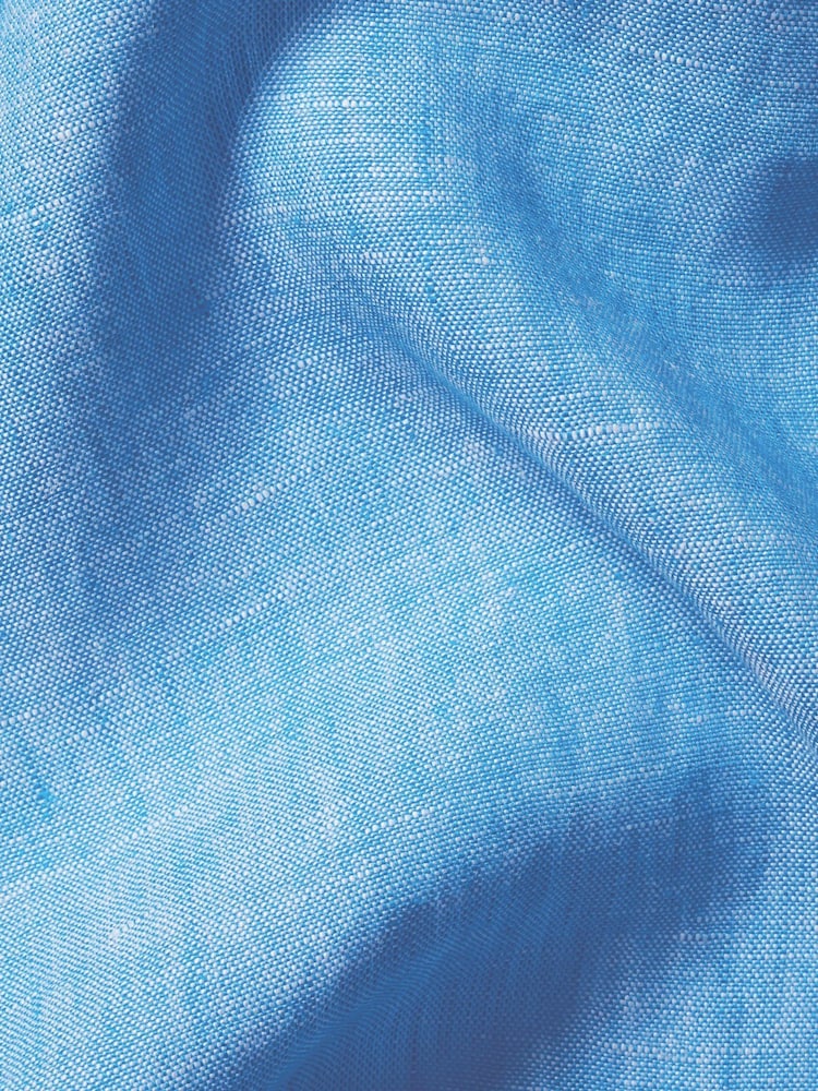 Charles Tyrwhitt Blue Plain Collarless Pure Linen Shirt - Image 7 of 7