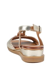 Pavers Gold Leather Slingback Wedge Sandals - Image 4 of 6
