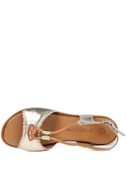 Pavers Gold Leather Slingback Wedge Sandals - Image 5 of 6