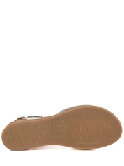 Pavers Gold Leather Slingback Wedge Sandals - Image 6 of 6