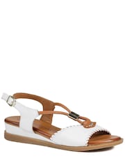 Pavers White Leather Slingback Wedge Sandals - Image 1 of 5