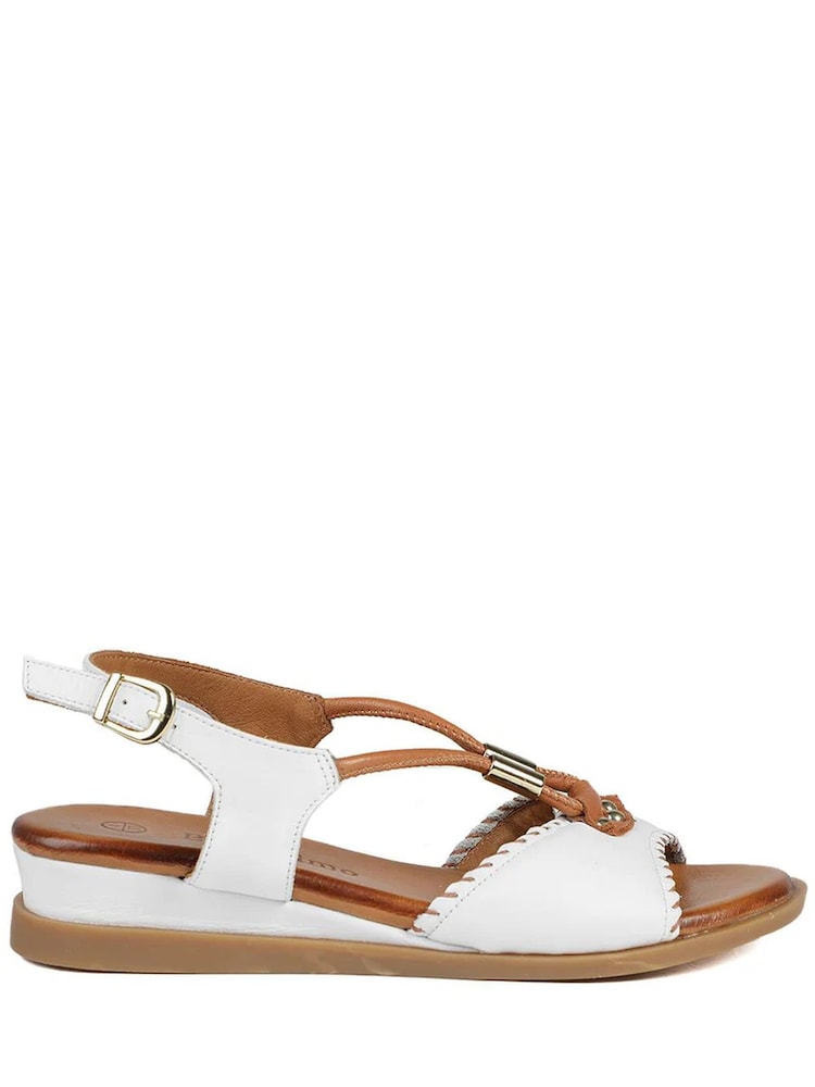 Pavers White Leather Slingback Wedge Sandals - Image 2 of 5 Pavers White Leather Slingback Wedge Sandals - Image 2 of 5