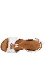 Pavers White Leather Slingback Wedge Sandals - Image 3 of 5