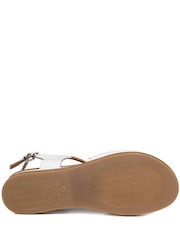 Pavers White Leather Slingback Wedge Sandals - Image 4 of 5