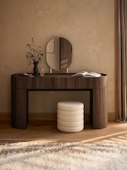 Dark Natural Nomad Curve 1 Drawer 2 Doors Console Dressing Table with Mirror - Image 1 of 6