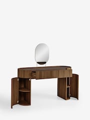 Dark Natural Nomad Curve 1 Drawer 2 Doors Console Dressing Table with Mirror - Image 5 of 6