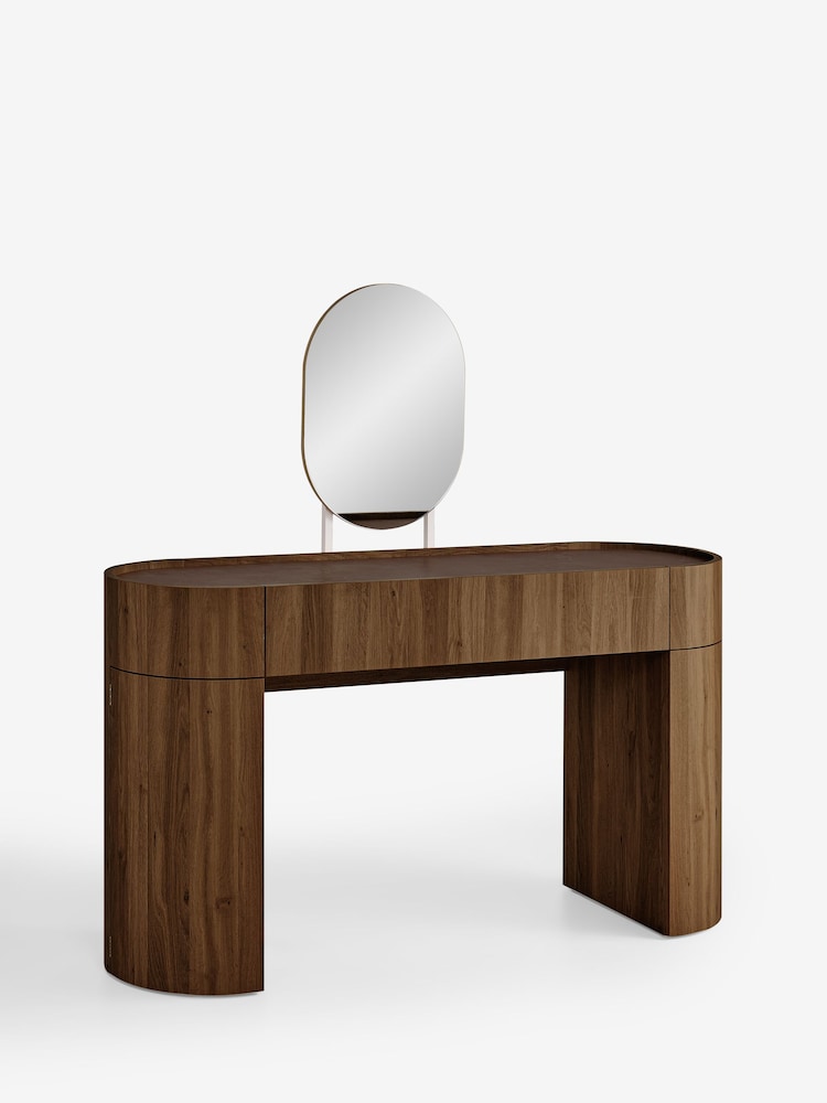 Dark Natural Nomad Curve 1 Drawer 2 Doors Console Dressing Table with Mirror - Image 6 of 6 Dark Natural Nomad Curve 1 Drawer 2 Doors Console Dressing Table with Mirror - Image 6 of 6
