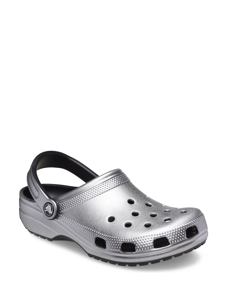 Crocs Silver Classic Metallic Clogs - Image 2 of 4