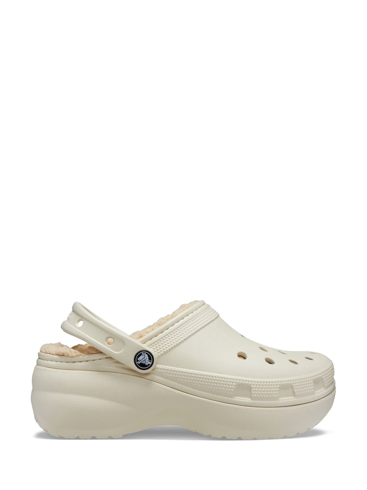 Weiß - Crocs Classic flauschig gefütterte Plateau-Clogs - Bild 1 von 4