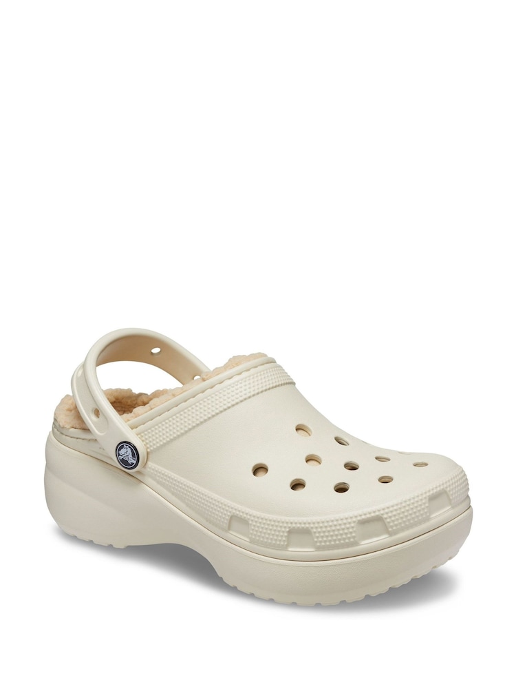 Weiß - Crocs Classic flauschig gefütterte Plateau-Clogs - Bild 2 von 4