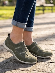 Pavers Green Memory Foam Leather Slip On Trainers - Image 1 of 6