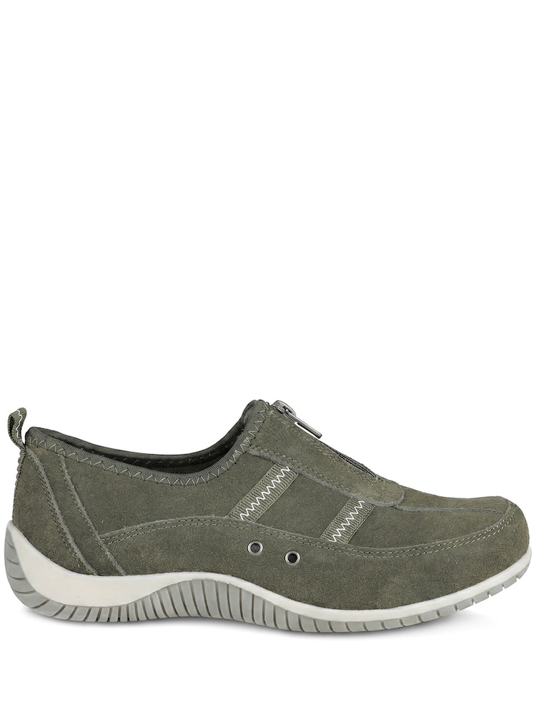 Pavers Green Memory Foam Leather Slip On Trainers - Image 2 of 6 Pavers Green Memory Foam Leather Slip On Trainers - Image 2 of 6