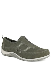 Pavers Green Memory Foam Leather Slip On Trainers - Image 3 of 6