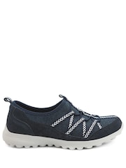 Pavers Blue Leather Memory Foam Slip On Trainers - Image 2 of 6
