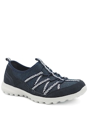 Pavers Blue Leather Memory Foam Slip On Trainers - Image 3 of 6