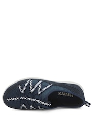Pavers Blue Leather Memory Foam Slip On Trainers - Image 5 of 6