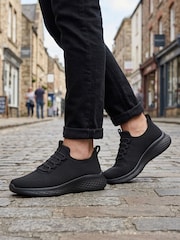 Negro - Zapatillas deportivas Pavers Corte ancho Easy Step In con cordones elásticos - Imagen 1 de 6