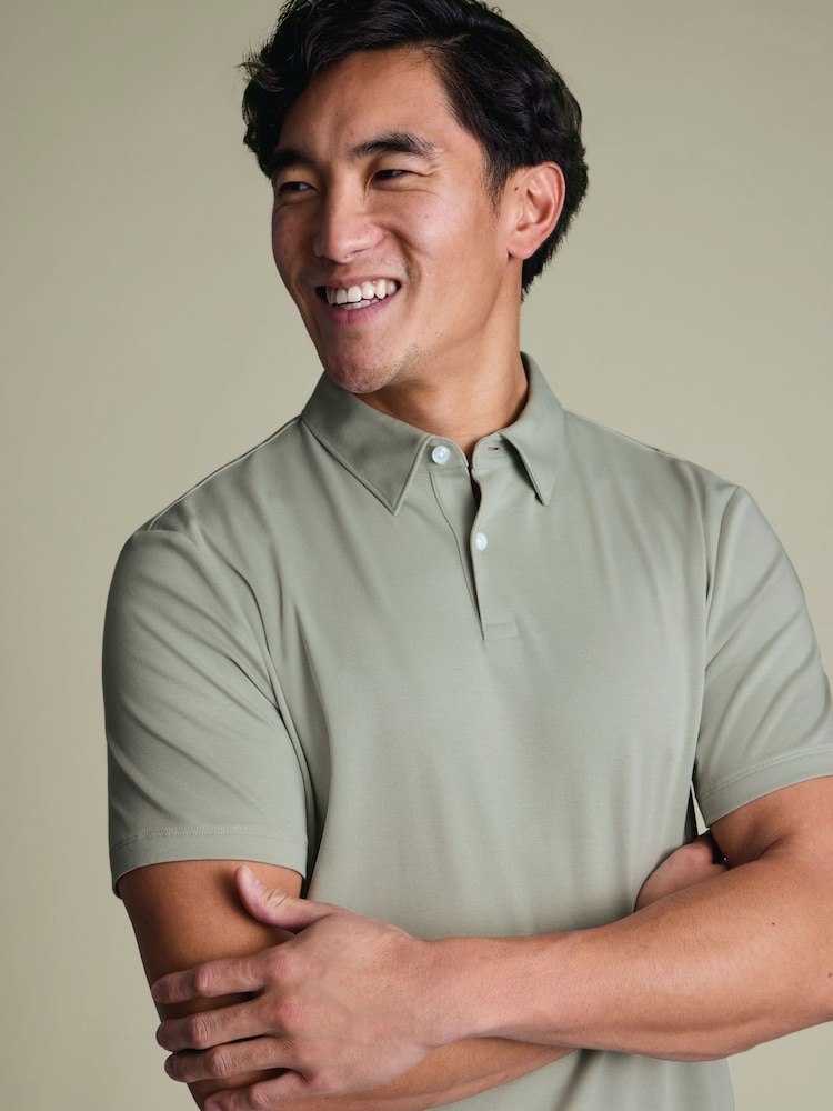 Charles Tyrwhitt Green Short Sleeve Jersey Polo Shirt - Image 2 of 6