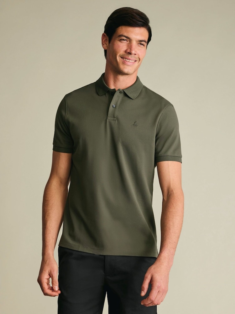 Charles Tyrwhitt Green Short Sleeve Cotton Stretch Pique Polo Shirt - Image 1 of 6