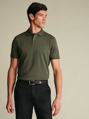 Charles Tyrwhitt Green Short Sleeve Cotton Stretch Pique Polo Shirt - Image 2 of 6
