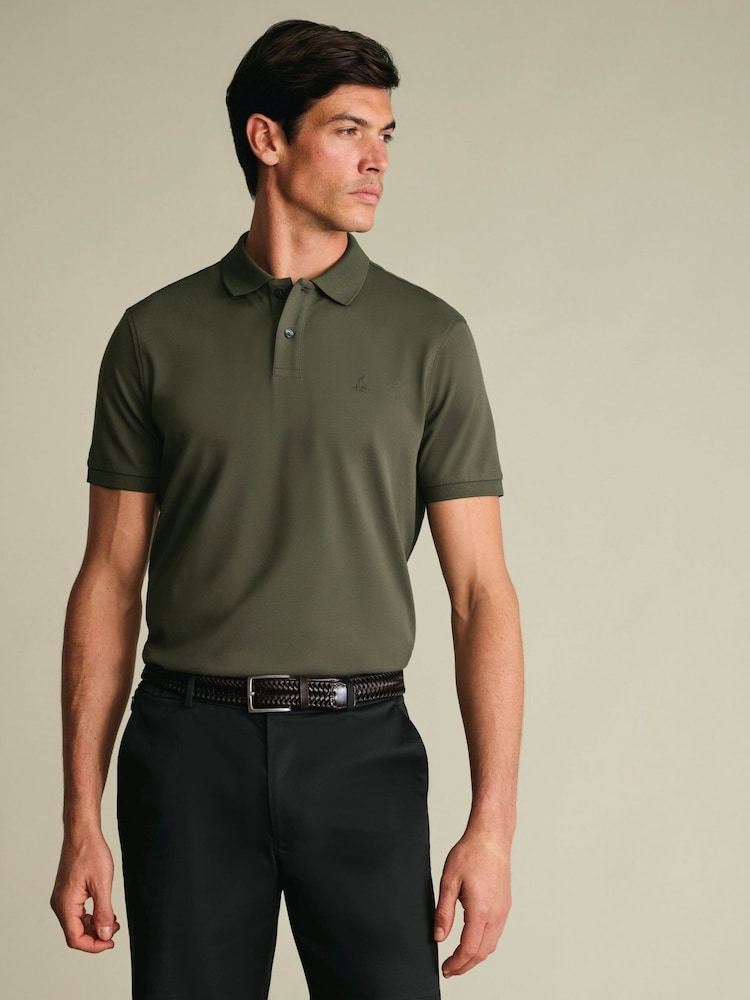 Charles Tyrwhitt Green Short Sleeve Cotton Stretch Pique Polo Shirt - Image 2 of 6