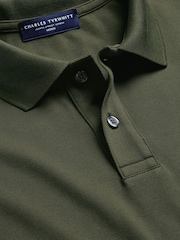 Charles Tyrwhitt Green Short Sleeve Cotton Stretch Pique Polo Shirt - Image 5 of 6