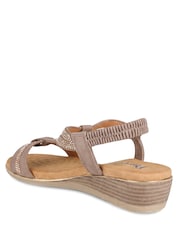 Pavers Brown Wide Fit Embellished Stretch Sandals - Image 4 of 6