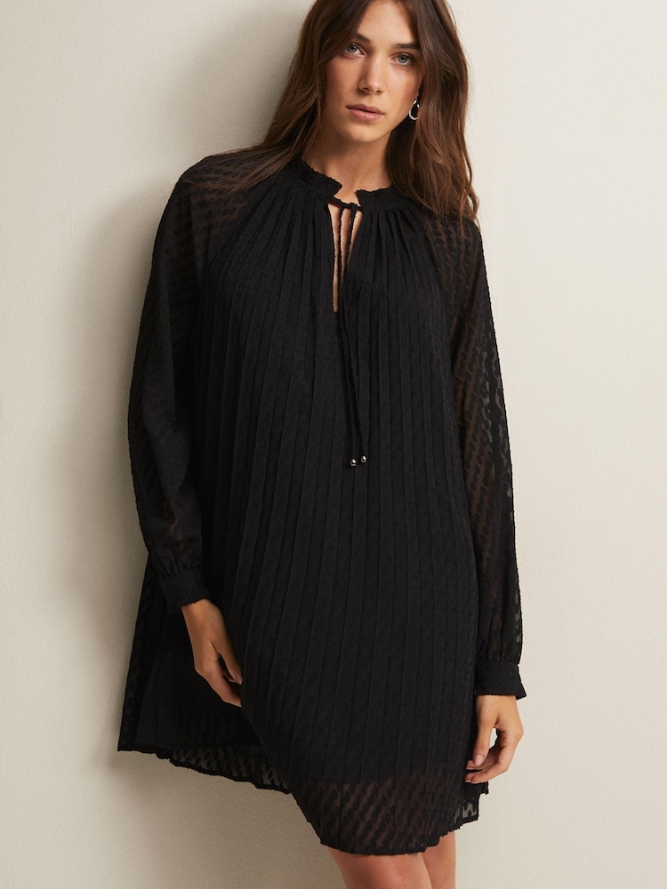Phase Eight Black Pleated Nikkita Swing Mini Dress - Image 1 of 6