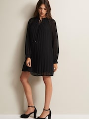 Phase Eight Black Pleated Nikkita Swing Mini Dress - Image 3 of 6