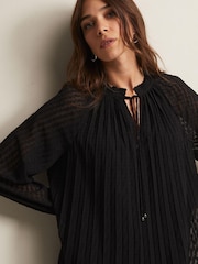 Phase Eight Black Pleated Nikkita Swing Mini Dress - Image 4 of 6