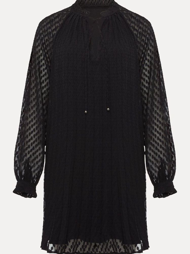 Phase Eight Black Pleated Nikkita Swing Mini Dress - Image 6 of 6