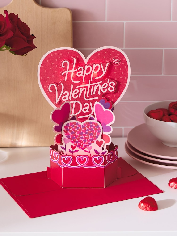 Hallmark Red Musical And Light-Up 3D Pop-Up Valentine's Card - Image 1 of 4
