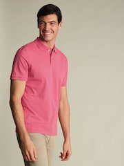 Charles Tyrwhitt Pink Short Sleeve Cotton Stretch Pique Polo Shirt - Image 1 of 6