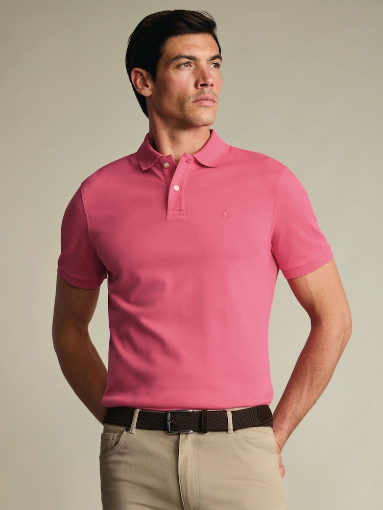 Charles Tyrwhitt Pink Short Sleeve Cotton Stretch Pique Polo Shirt - Image 2 of 6