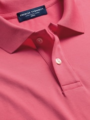 Charles Tyrwhitt Pink Short Sleeve Cotton Stretch Pique Polo Shirt - Image 5 of 6