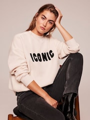 Mint Velvet Cream Slogan Sweatshirt - Image 1 of 4