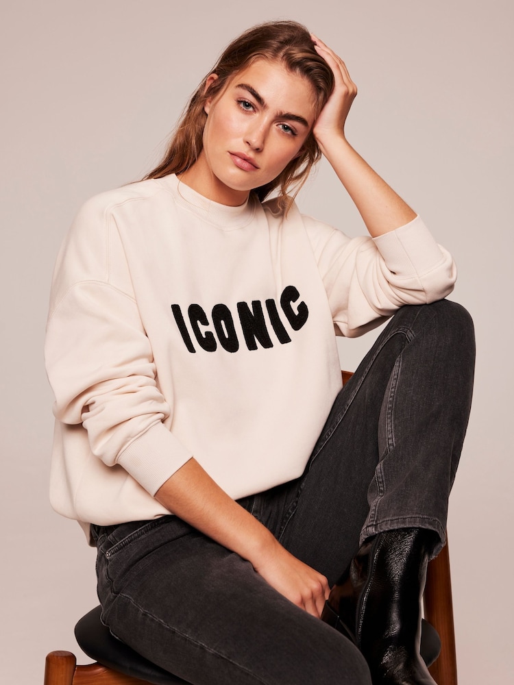 Mint Velvet Cream Slogan Sweatshirt - Image 1 of 4