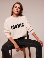 Mint Velvet Cream Slogan Sweatshirt - Image 2 of 4