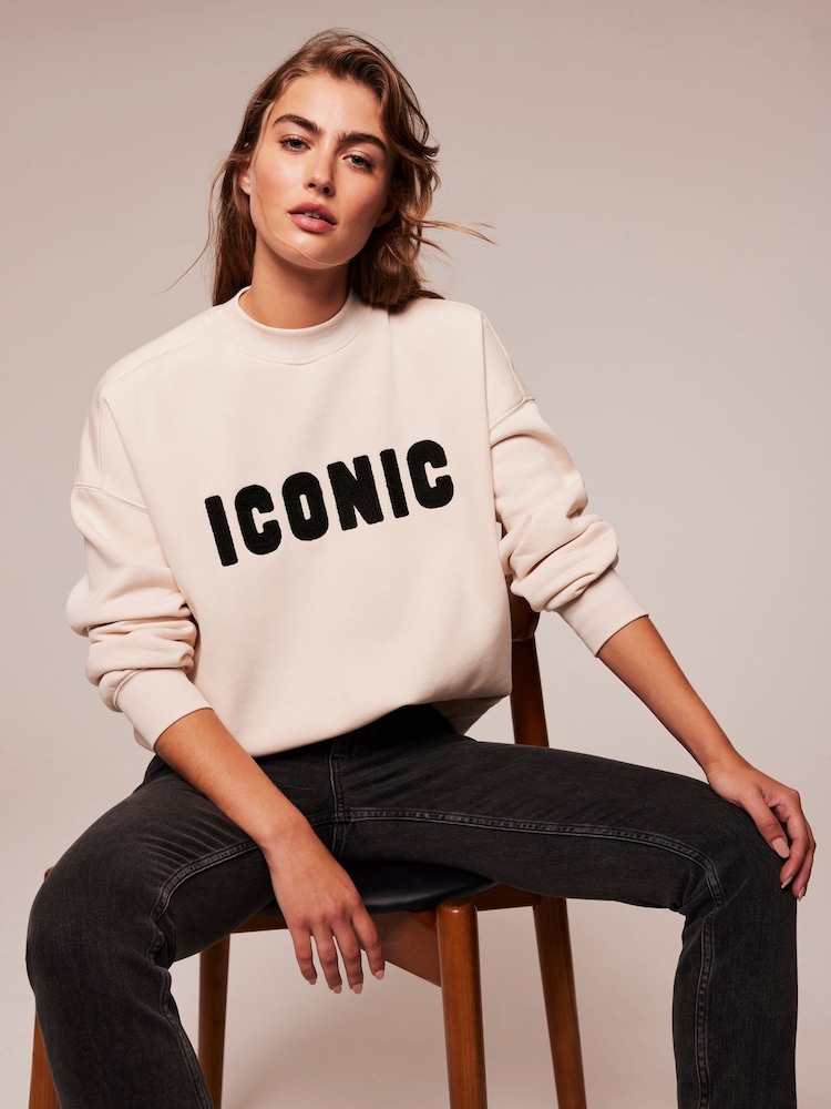 Mint Velvet Cream Slogan Sweatshirt - Image 2 of 4