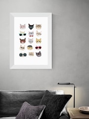 White Cats in Glasses by Hanna Melin Framed Print - Image 2 of 4