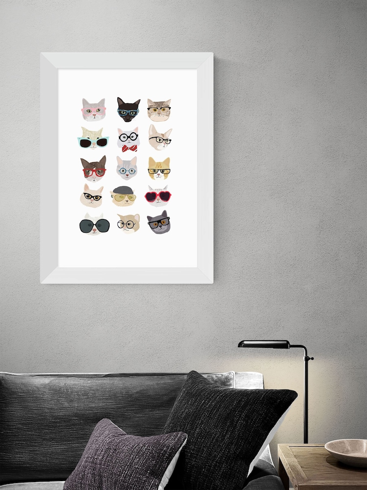 White Cats in Glasses by Hanna Melin Framed Print - Image 2 of 4